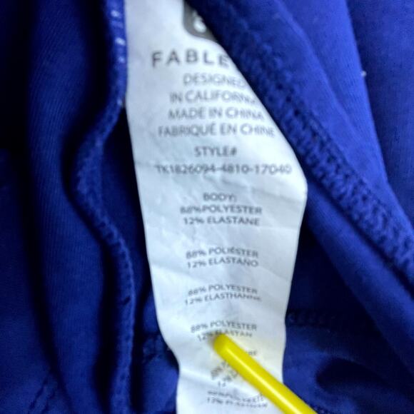 Fabletics Chiara Tank Top Womens Medium Blue Halter Keyhole Open Cowl Back - Picture 7 of 8